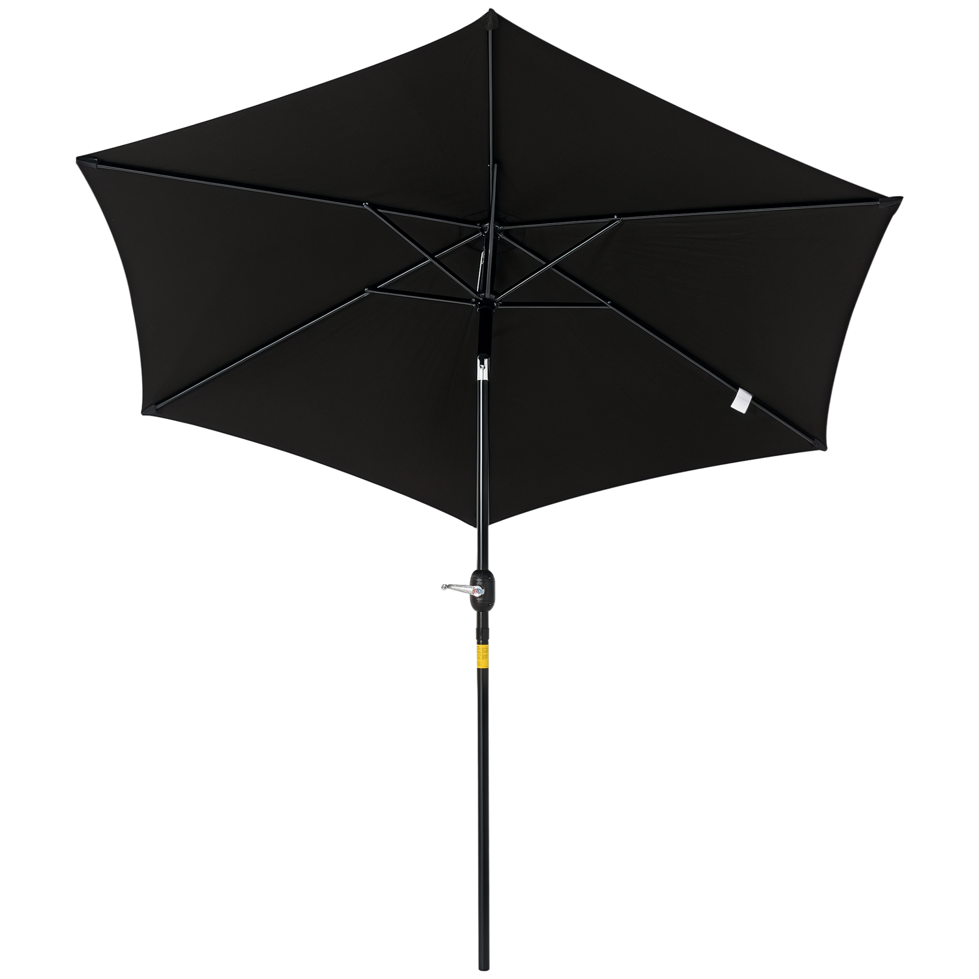 Outsunny Knickschirm Sonnenschirm Gartenschirm Marktschirm mit Handkurbel Alu 180/㎡ Polyester Schwarz ∅2,6 x 2,35 m