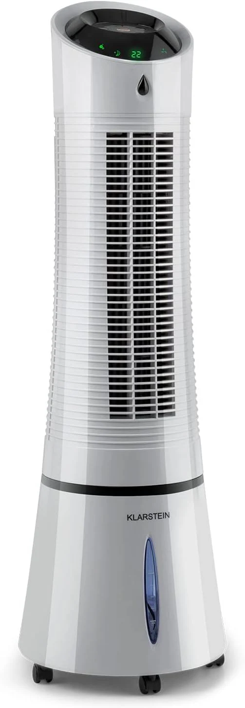 Klarstein 4-in-1: Slimme luchtkoeler, ventilator, luchtbevochtiger & ionisatie I 6 L watertank, oscillatie, 30 W, 210 m3/u, timer I Klimaatregelaar zonder afvoerslang, Mobiele airconditioner, Zwart-ros��goud
