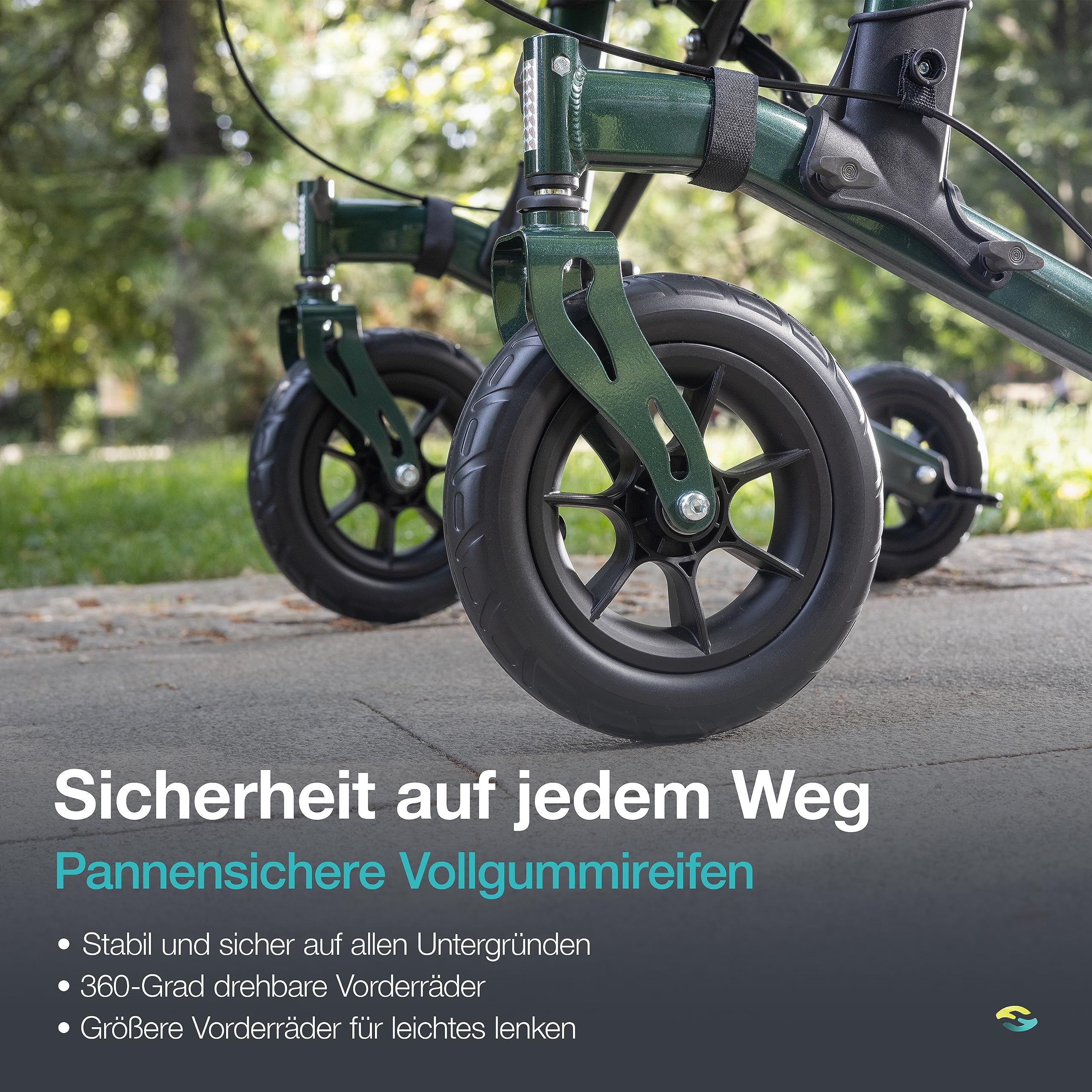 Helavo Outdoor Rollator bei Arthritis mit Sitz und gepolsterten Unterarmstützen für Senioren und Außenbereich