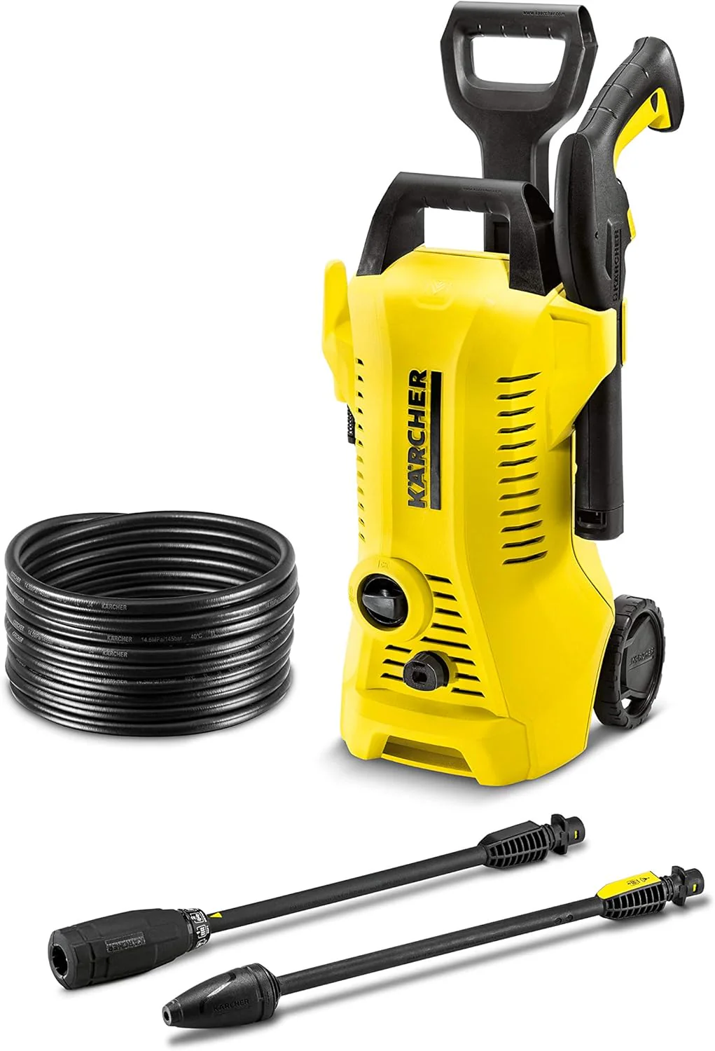 K?rcher hogedrukreiniger K Mini, licht en compact, druk: max. 110 bar, doorvoer: 360 l/u, oppervlak: 20 m2/u, gewicht: 3,93 kg, hogedrukpistool, vuilfrees, spuitlans, waterfilter, zwart, geel