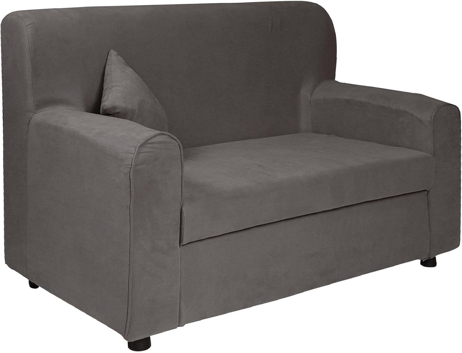 Dmora Divano Fisso 2 posti Baeza, Divano in Tessuto, Sofà lineare salvaspazio, Divano per Piccoli Appartamenti, 125x73h85 cm, Grigio