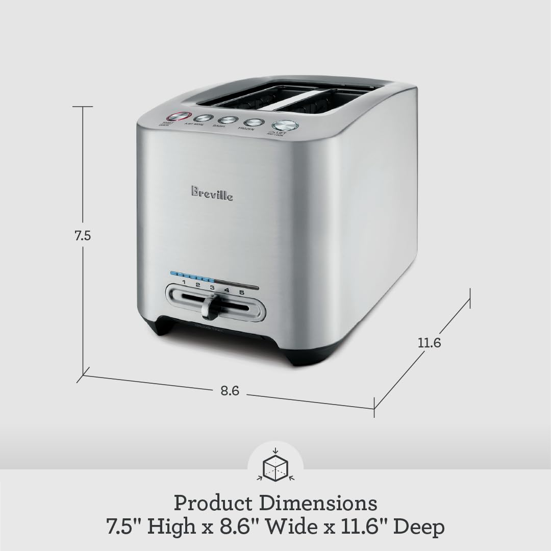 Breville Die-Cast Smart Toaster, 2-Slice, Brushed Stainless Steel