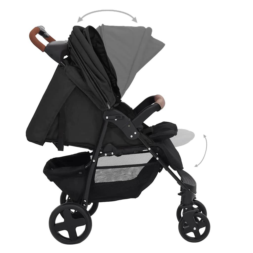 Kinder-Buggy 2-in-1 Kinderwagen Anthrazit Stahl