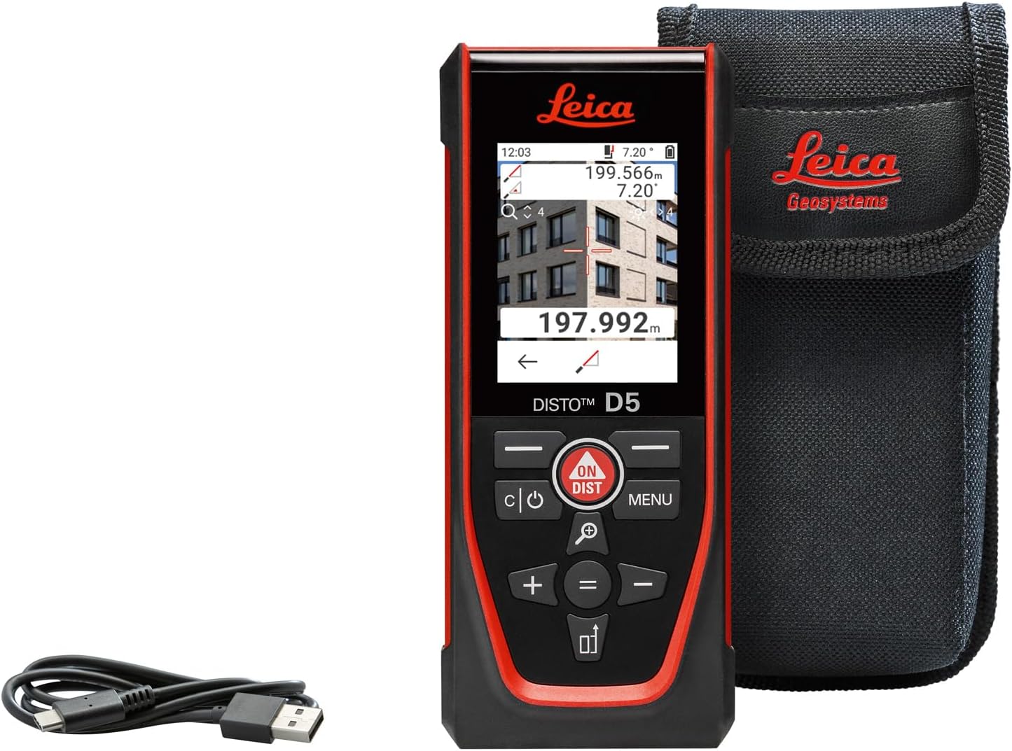 Leica Disto D5, Metro Laser Professionale con Bluetooth, Uso con App, Mirino, Uso Esterno e Interno, e Sensore d'Inclinazione per Tracciamento dell'Altezza, Profilo e Misurazione dell'Angolo