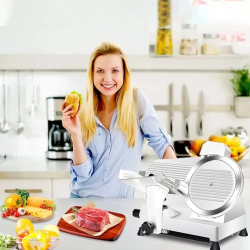 VACSAX Affettatrice Elettrica per Gastronomia, Affettatrice per Carne, Lama in Acciaio da 10