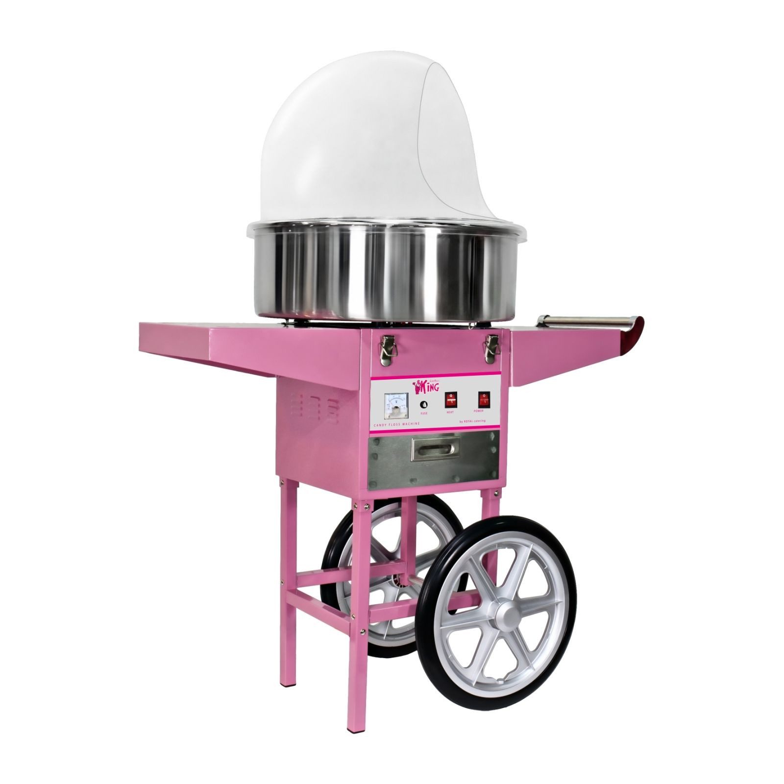 Zuckerwattemaschine Zuckerwattegerät mit Wagen 52 cm rosa