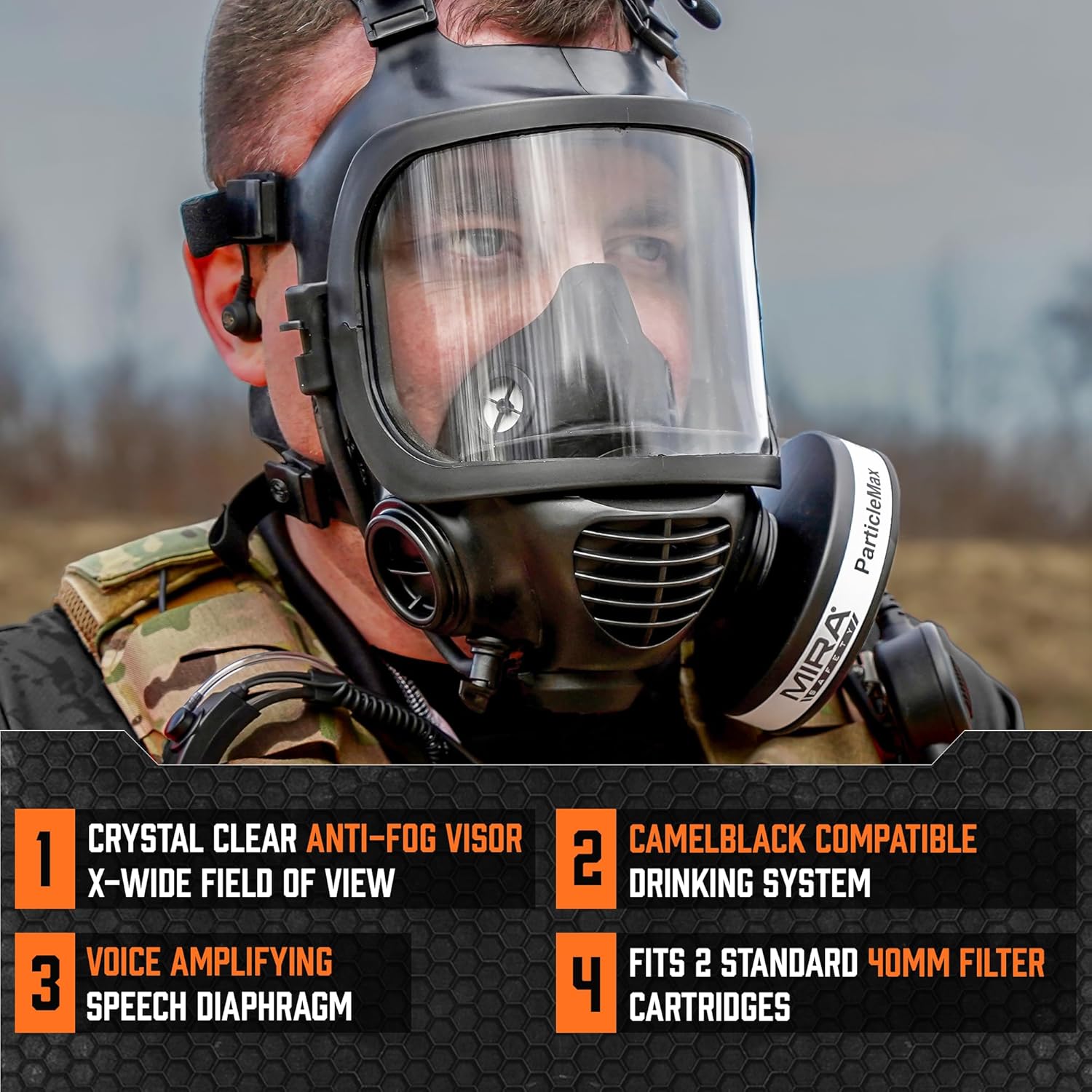 MIRA SAFETY CM-6M CBRN Full Face Gas Mask with Drinking System