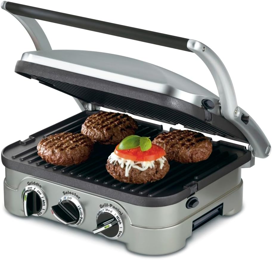 Cuisinart Panini Press 2025, Piastra per panini in acciaio inossidabile e altro 5 in 1 GR-4NP1