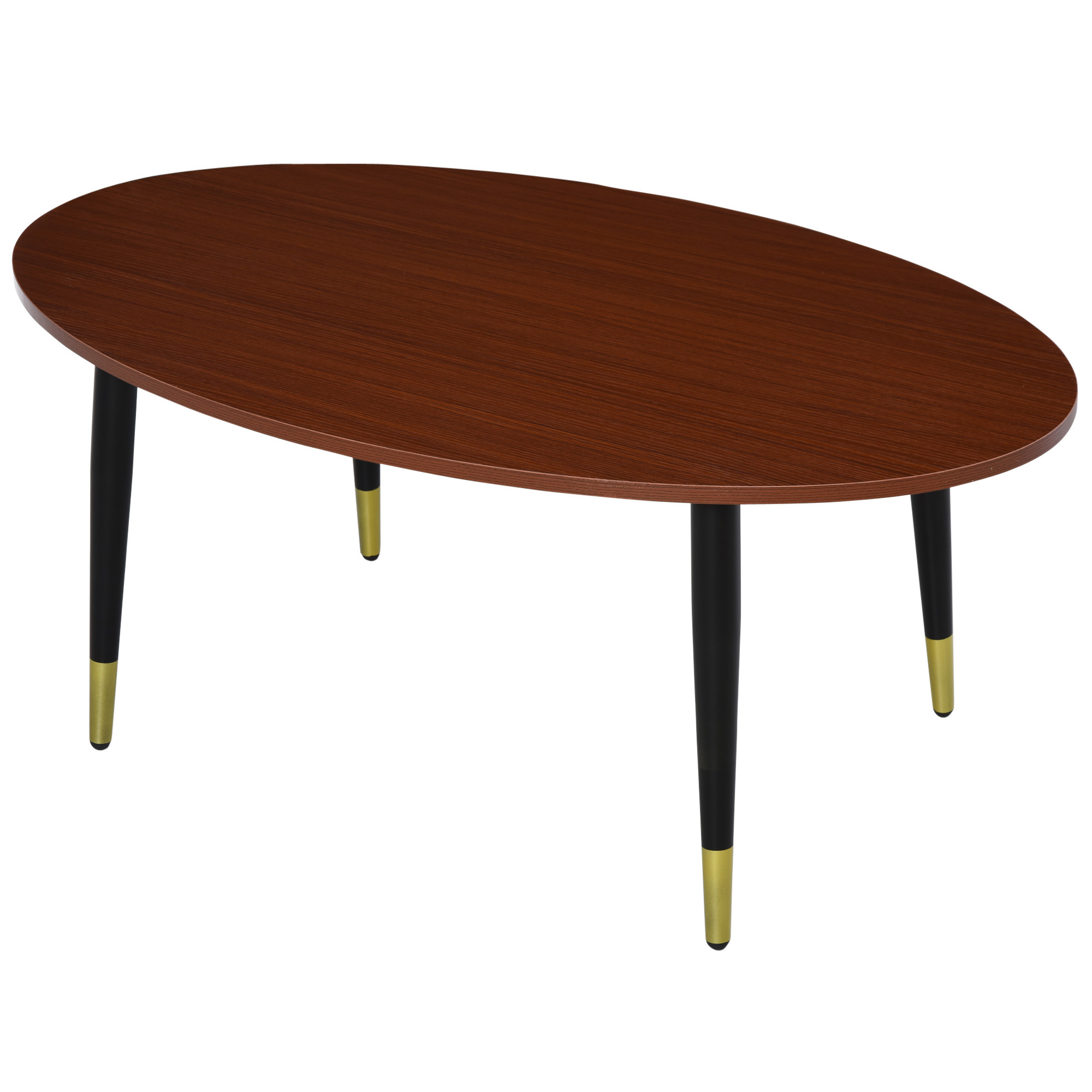 HOMCOM Ovale multifunktionale Couchtisch Beistelltisch 100 x 60 x 42 cm in Dunkel Teak Optik