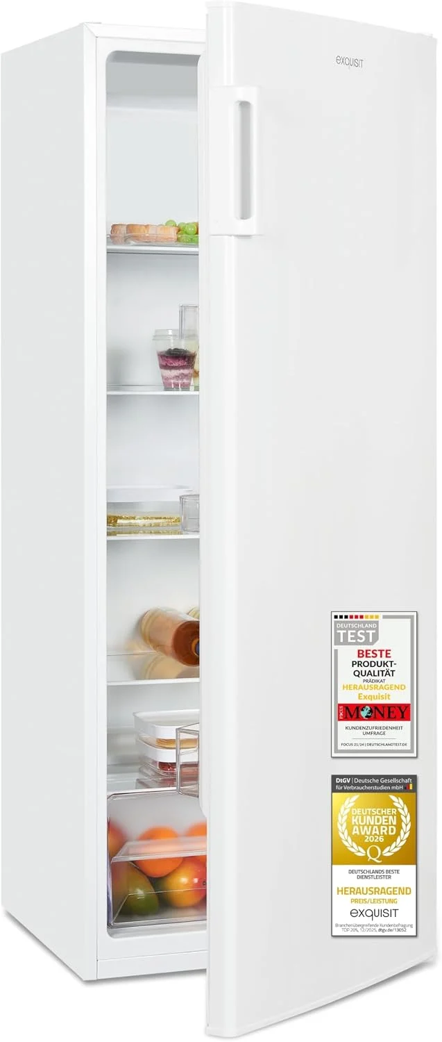 Exquisit KS5320-V-H-040E Vollraumkühlschrank, 242 l Kühlschrank in Weiss