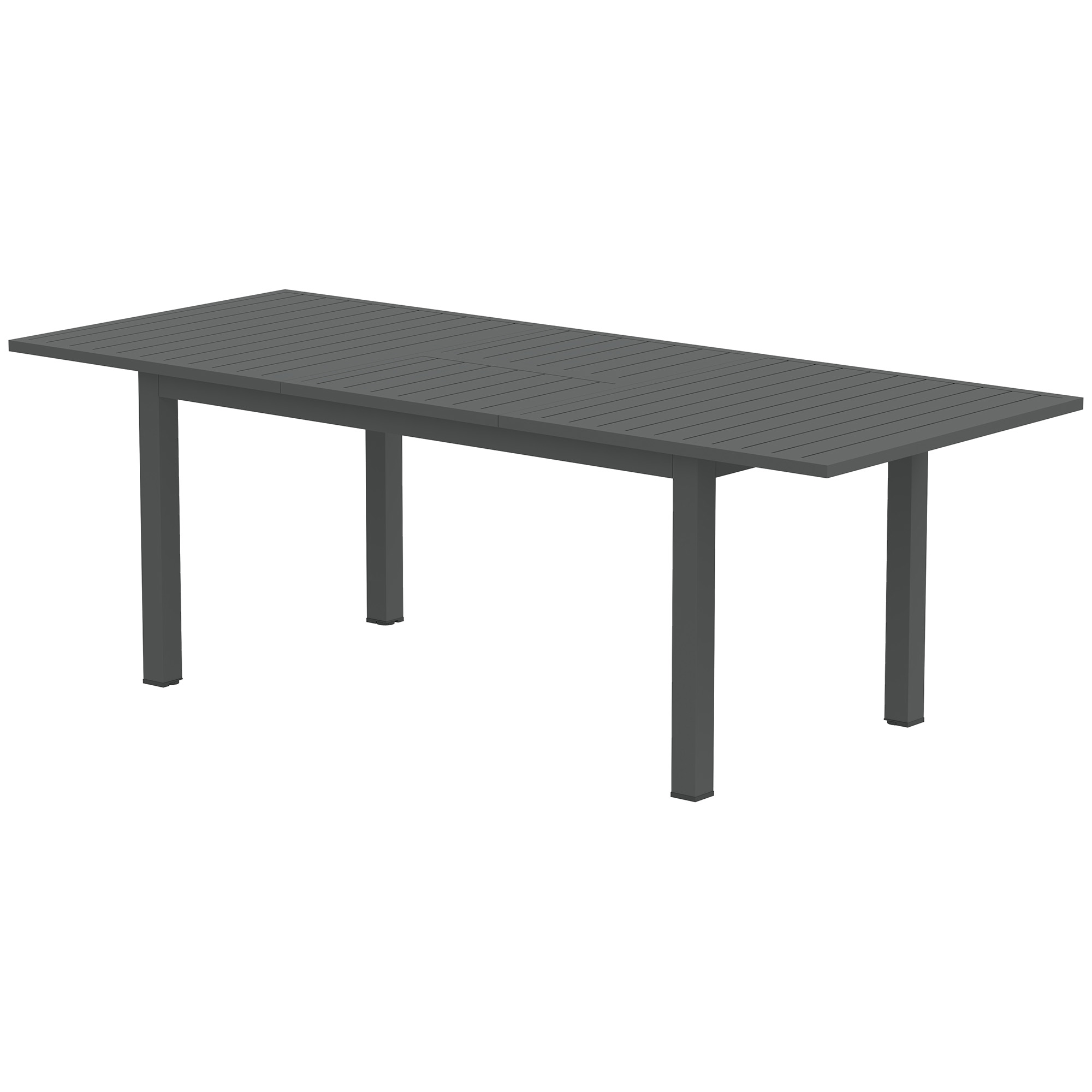 Outsunny Gartentisch Erweitert Aluminium 160/220x90 cm Wetterfest Balkontisch, rutschfest Buffettisch Grau