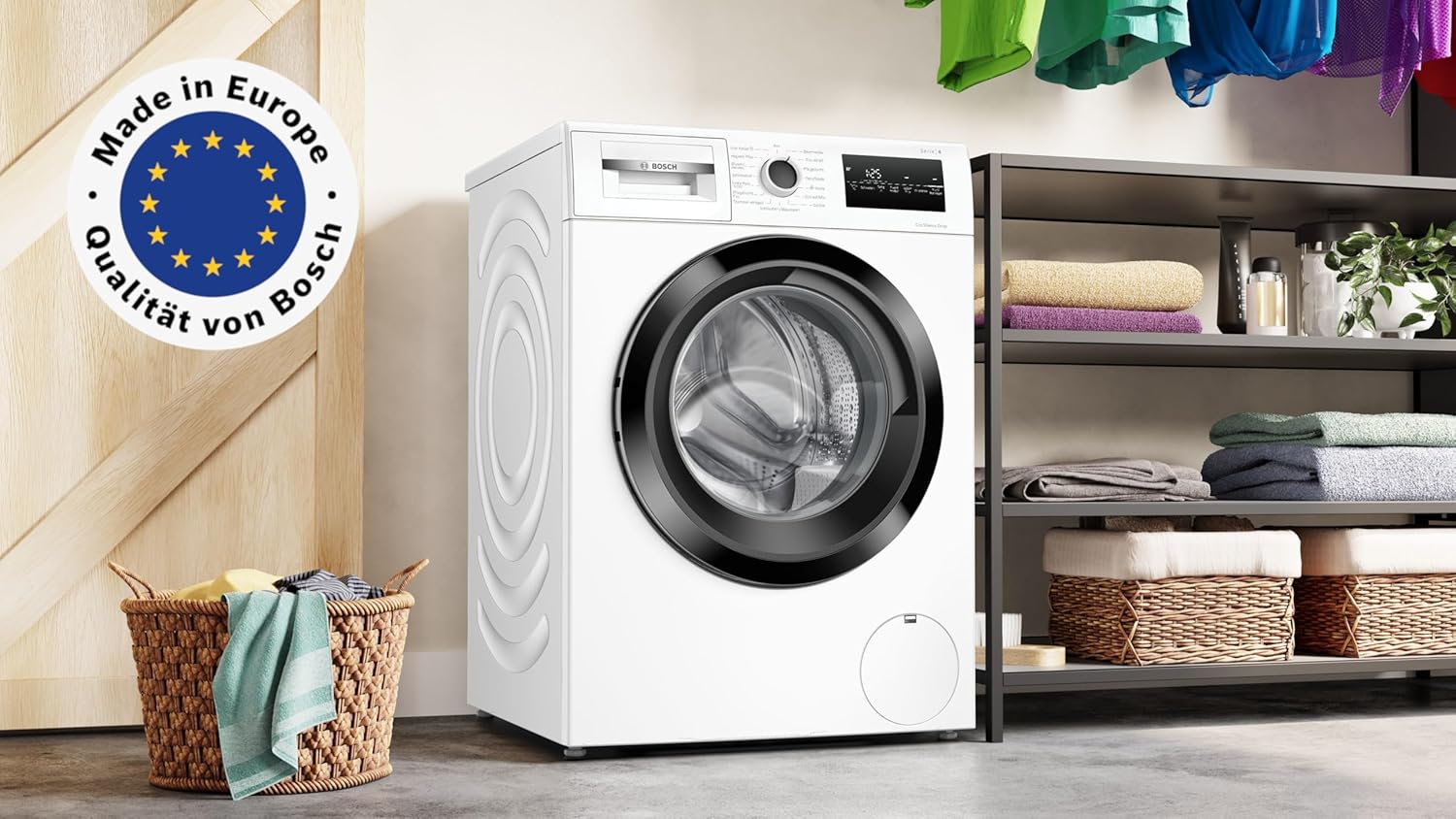 Bosch WAN282K3, Serie 4, Frontlader Waschmaschine, 8 kg, 1400 UpM, SpeedPerfect, Maximale Energie- und Wasserersparnis, Nachlegefunktion, besonders hygienisch, AquaStop, IronAssist