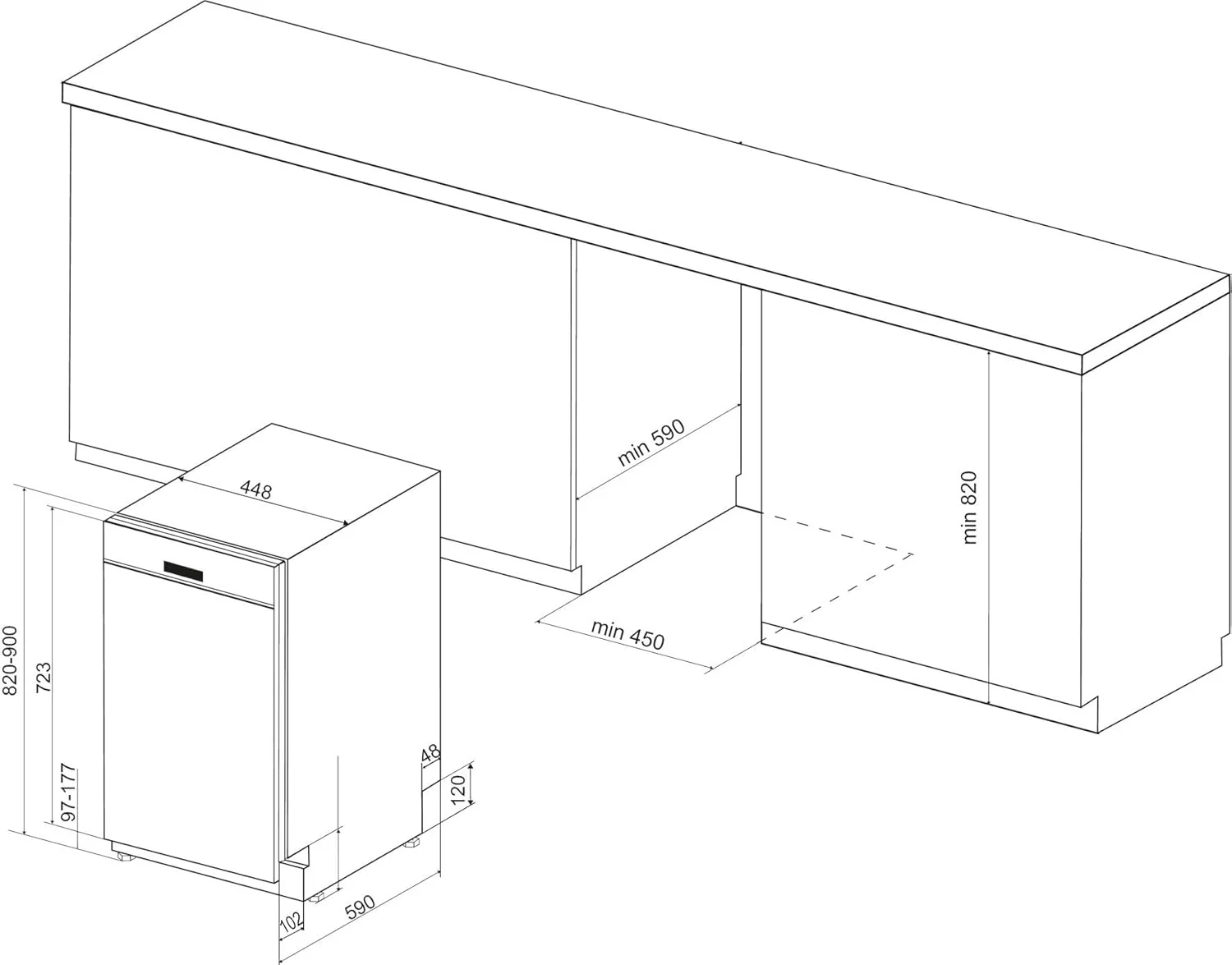 Bauknecht BSUO 3O23 PF X onderbouwvaatwasser/ 45 cm breed/PowerClean/besteklade/volledige waterbeveiliging/hygi?neprogramma/sensorprogramma/kinderslot