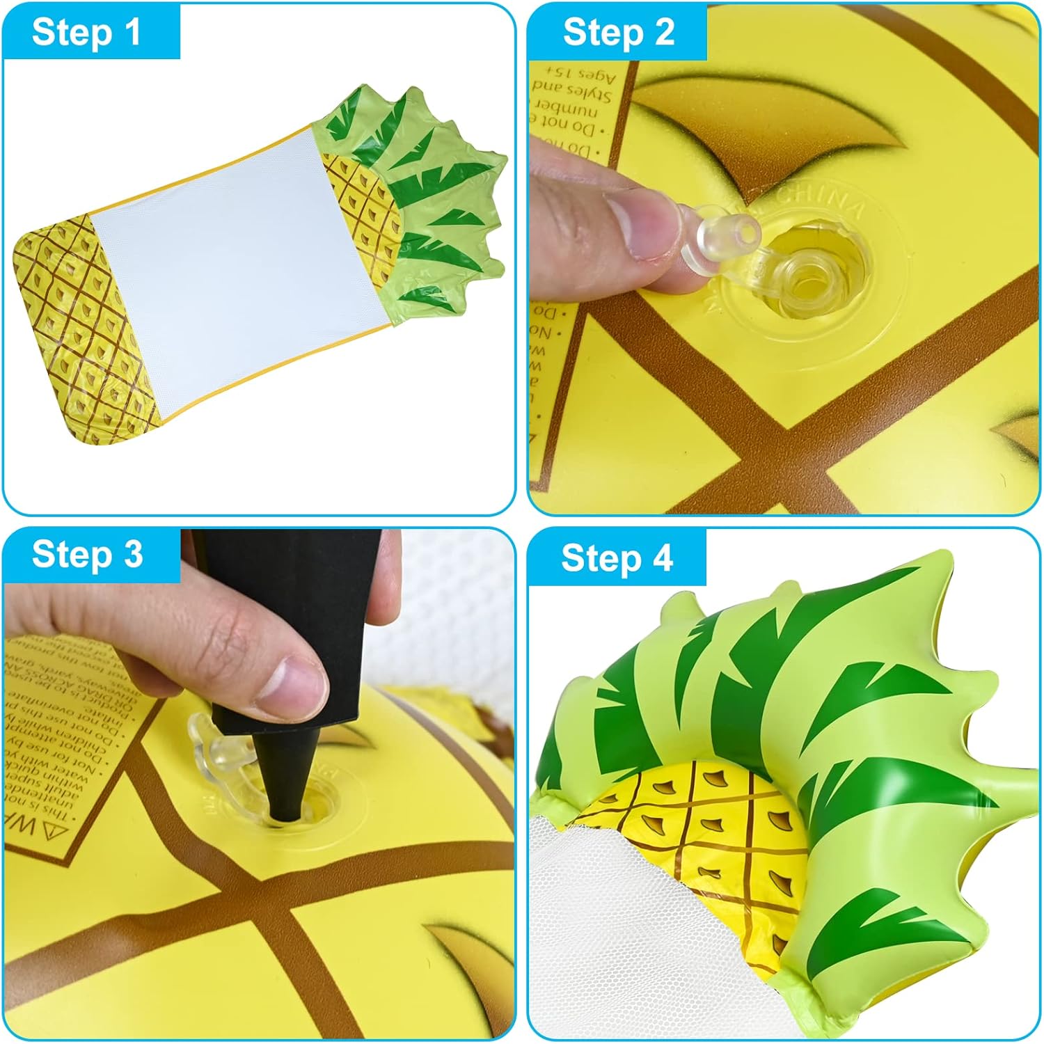 colmanda 2 Pezzi Amaca Gonfiabile, Amaca Galleggiante a Forma di Anguria e Ananas, Letti Galleggianti Portatili per Piscina, Materassino Gonfiabile Mare con Portabicchieri per Piscina, Spiaggia