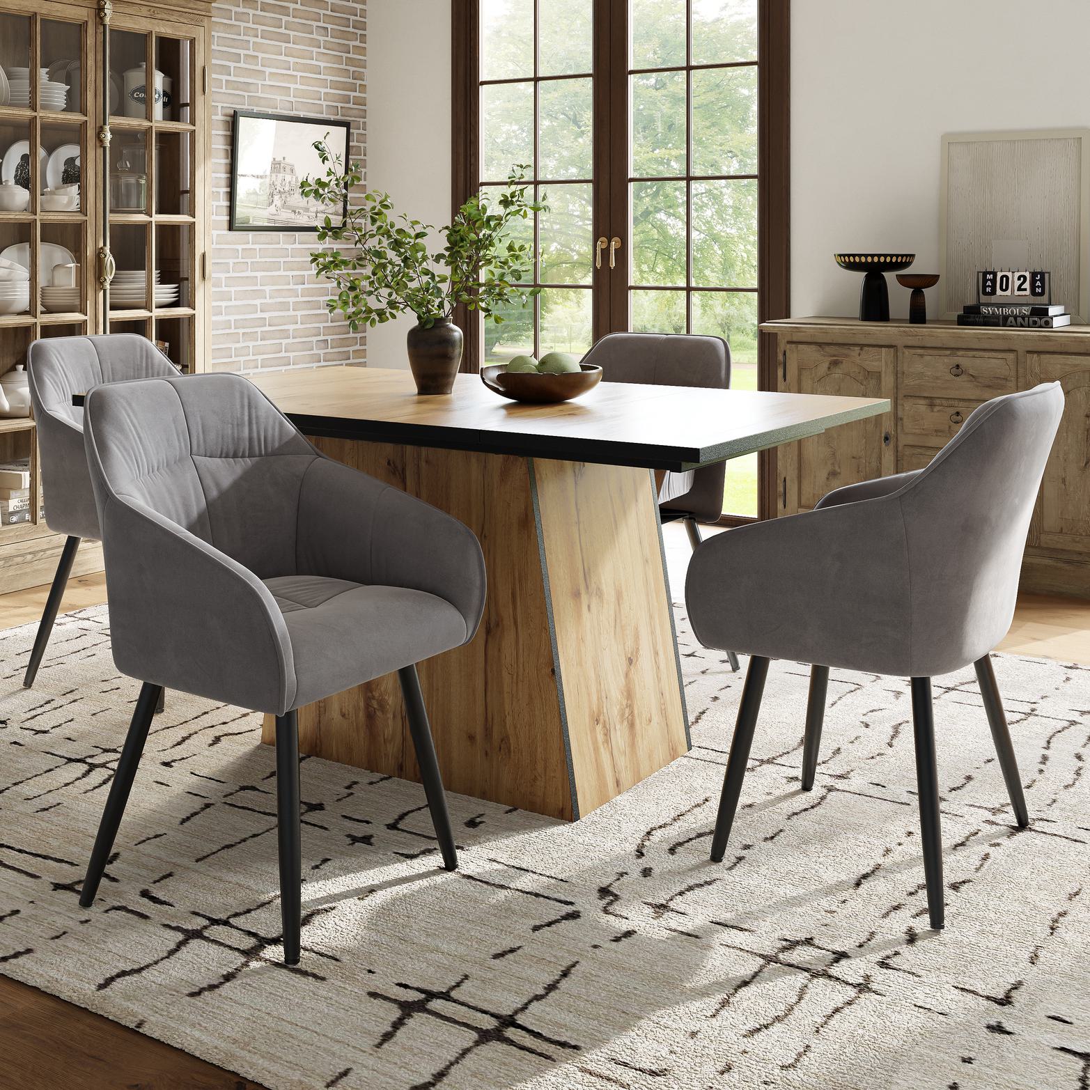 Moderner Küchen-Esstisch für 4-6 Personen, Bistrotisch mit einzigartigem Design, 138,5×80×75 cm, Hellbraun