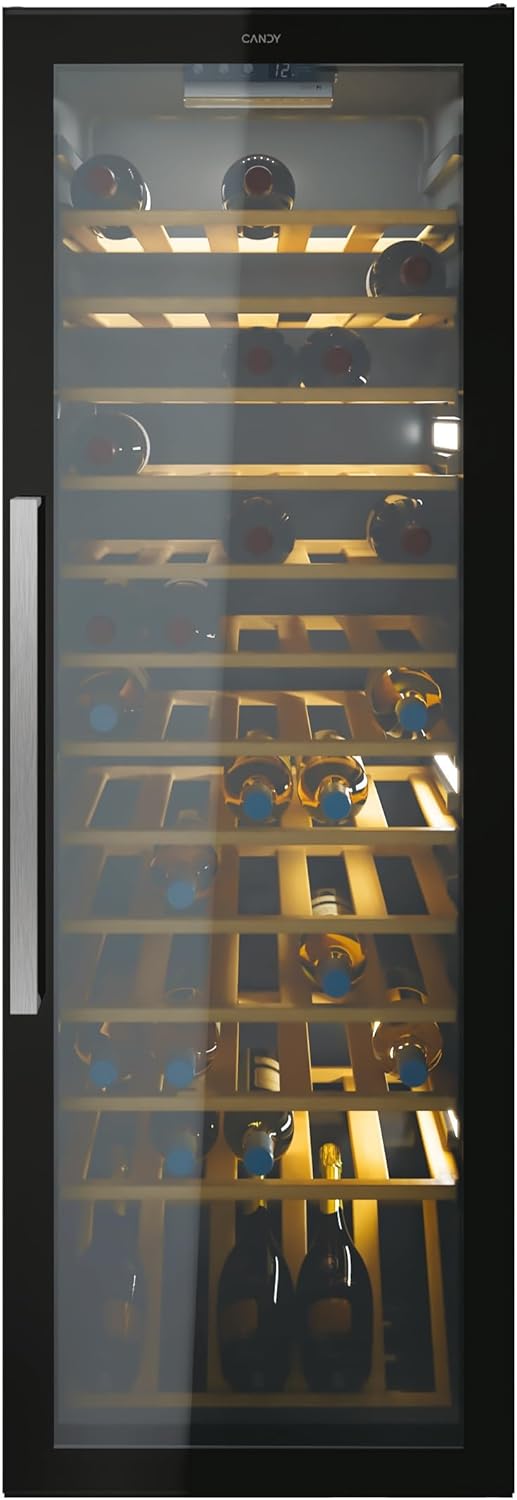 Candy DiVino, CWC 200 EELW/NF, Cantina Vino, 81 bottiglie, 39 dB, APP hOn, Tecnologia Vivino, Monozona, Nero, AxLxP 146x49x55 cm [Classe di efficienza energetica G]