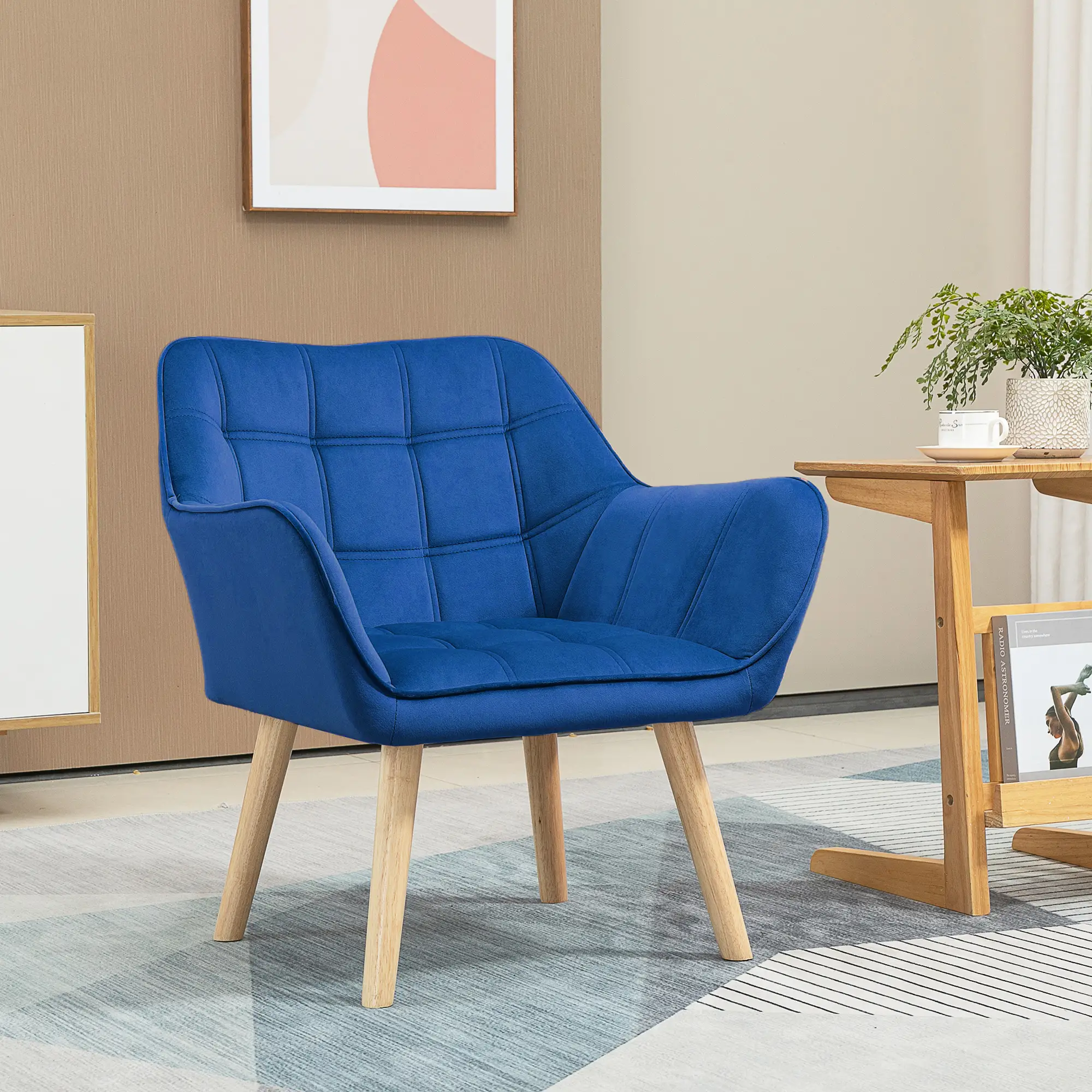 HOMCOM Polsterstuhl Skandi-Design kräftige Farben Blau