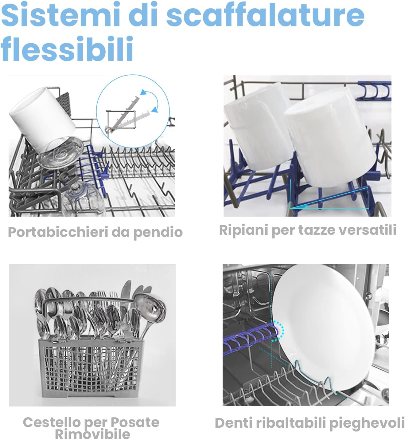 Lavastoviglie compatta da tavolo TD602E-W Mini lavastoviglie con 6 coperti, 6 programmi, display a LED, avvio ritardato e funzione di lavaggio nelle Ore non di Punta - Bianco