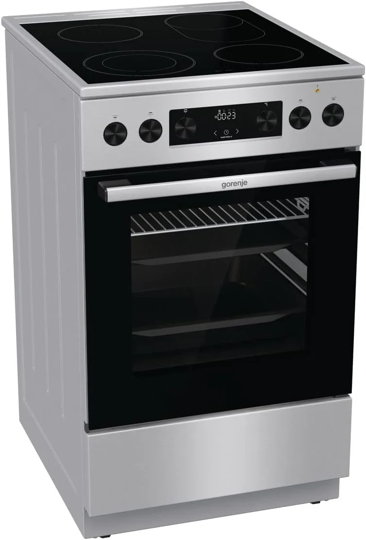 Gorenje GECS5C70XPA Elektro-Standherd mit Glaskeramik-Kochfeld / 50cm / 70 Liter/GentleClose/Schnellaufheizung/AirFry/ExtraSteam/Pizzamodus 300��C/Teleskopausz��ge/AquaClean/Br?terZone/schwarz
