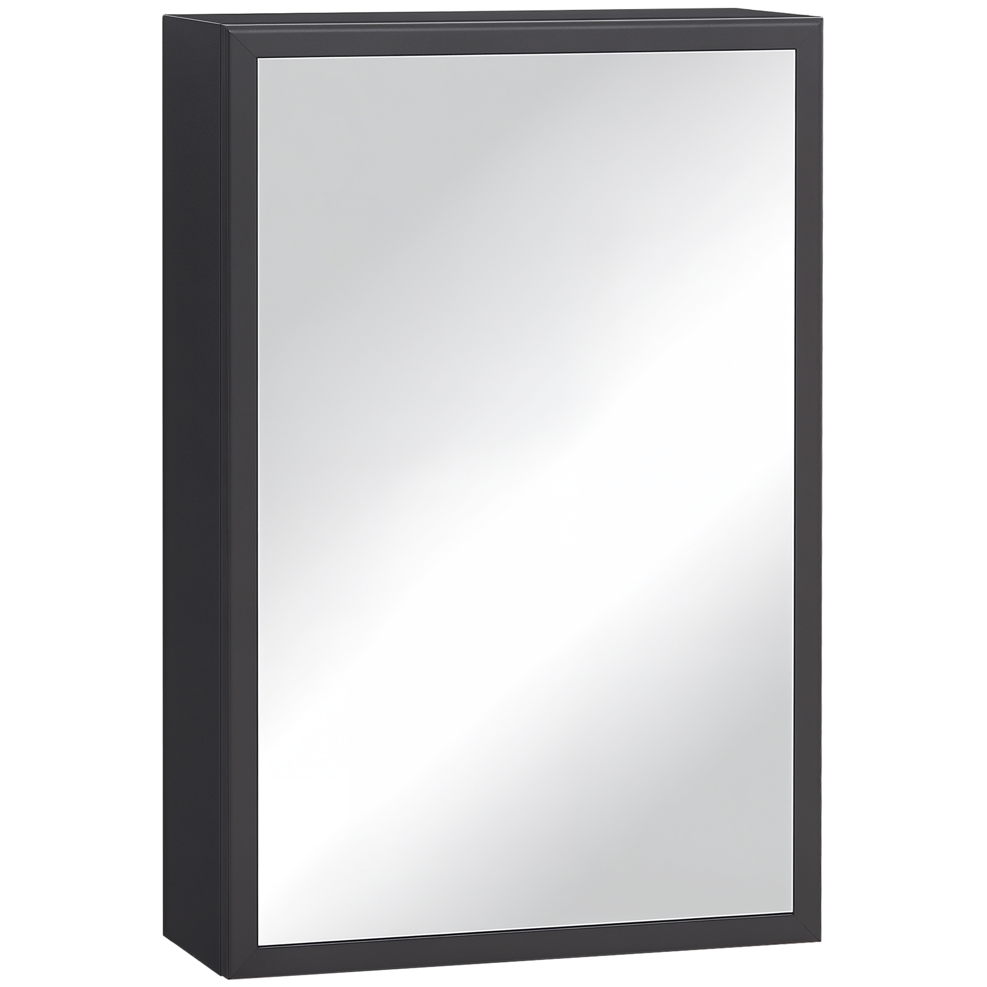 kleankin Spiegelschrank, 3 Regalfächer, weiche Scharniere, Stahlgehäuse, schwarz, 40 x 15 x 60 cm