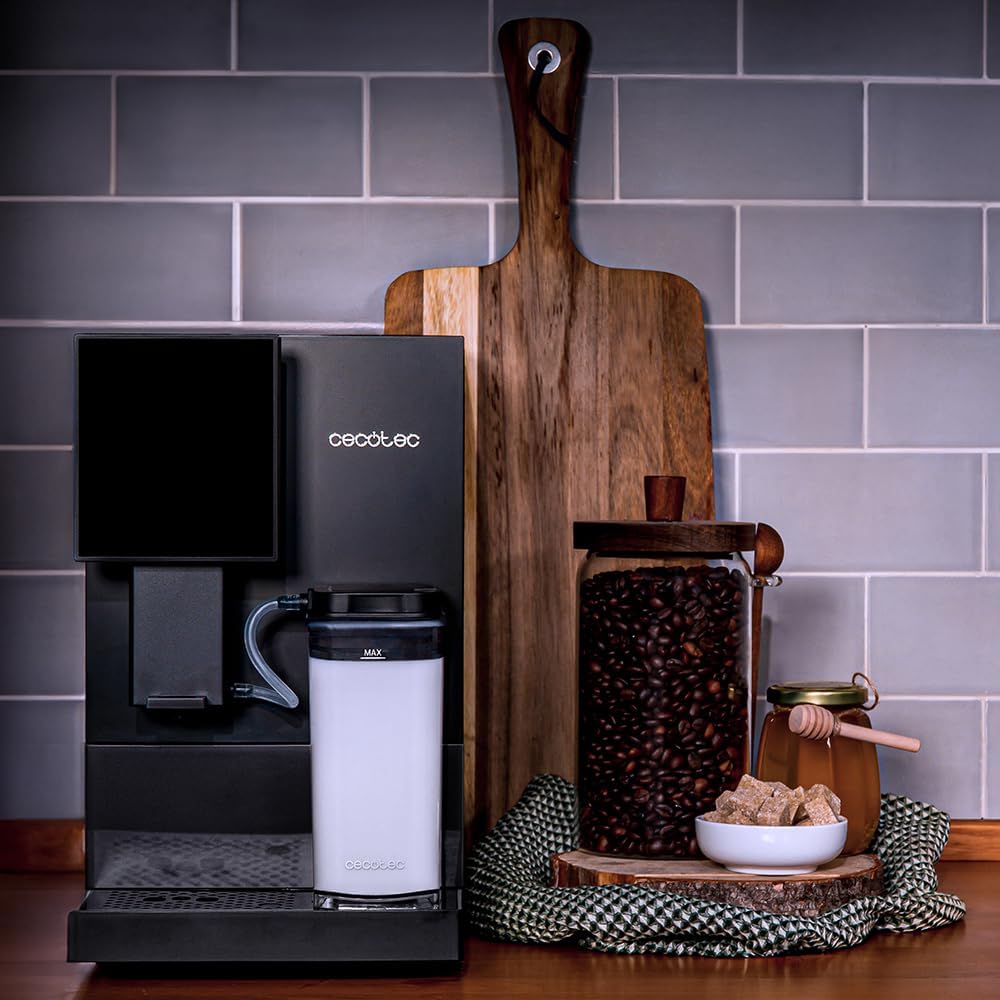 Cecotec Kompakte Superautomatische Kaffeemaschine mit Wifi Cremmaet Compactccino Connected Black Rose. 1350W, 19 Bar, TFT-Bildschirm und APP, Mahlwerk, Milchtank 400 ml und 1 Liter Wasser