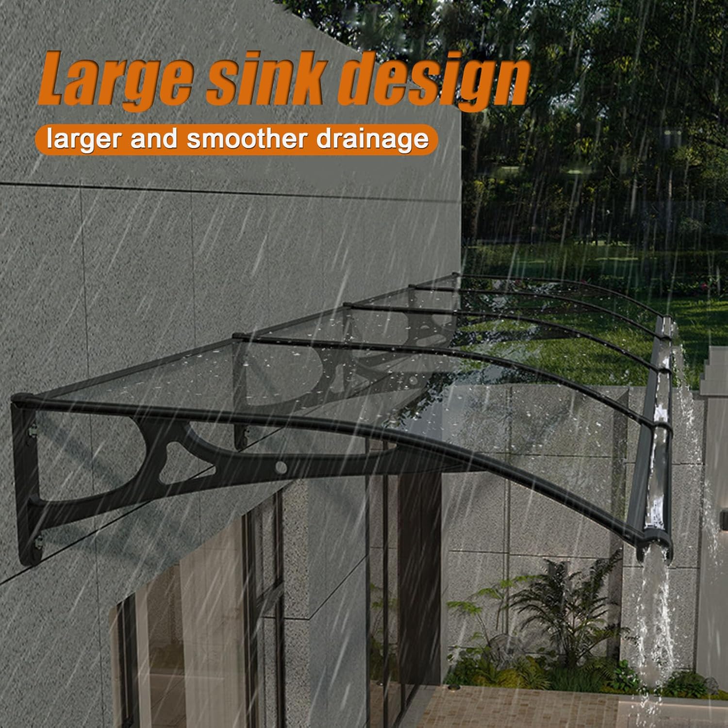 Canopy Covers, Outdoor Canopy with Aluminium Bracket, High Transparency PC Panel Door Entrance Tent Rain and Snow Protection, 150 x 400 cm/59 x 158 in
