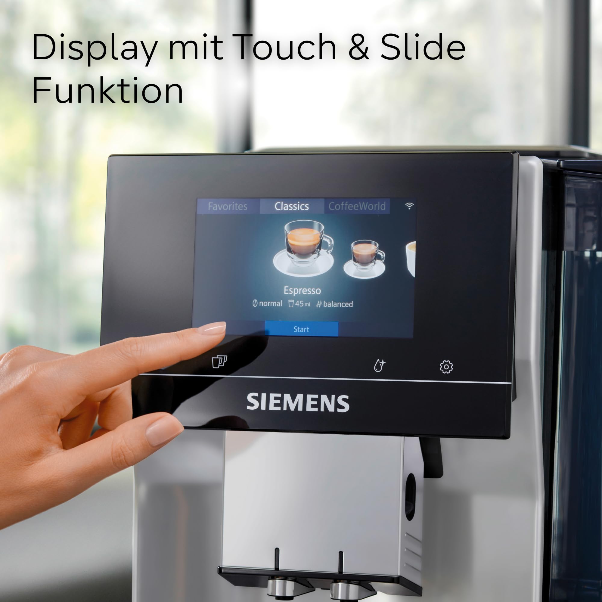 Kaffeevollautomat EQ700 classic mit 5-Zoll-TFT-Touchdisplay, 36 Heiß- und Kaltgetränken sowie Cold Brew und App-Steuerung, TP715E17