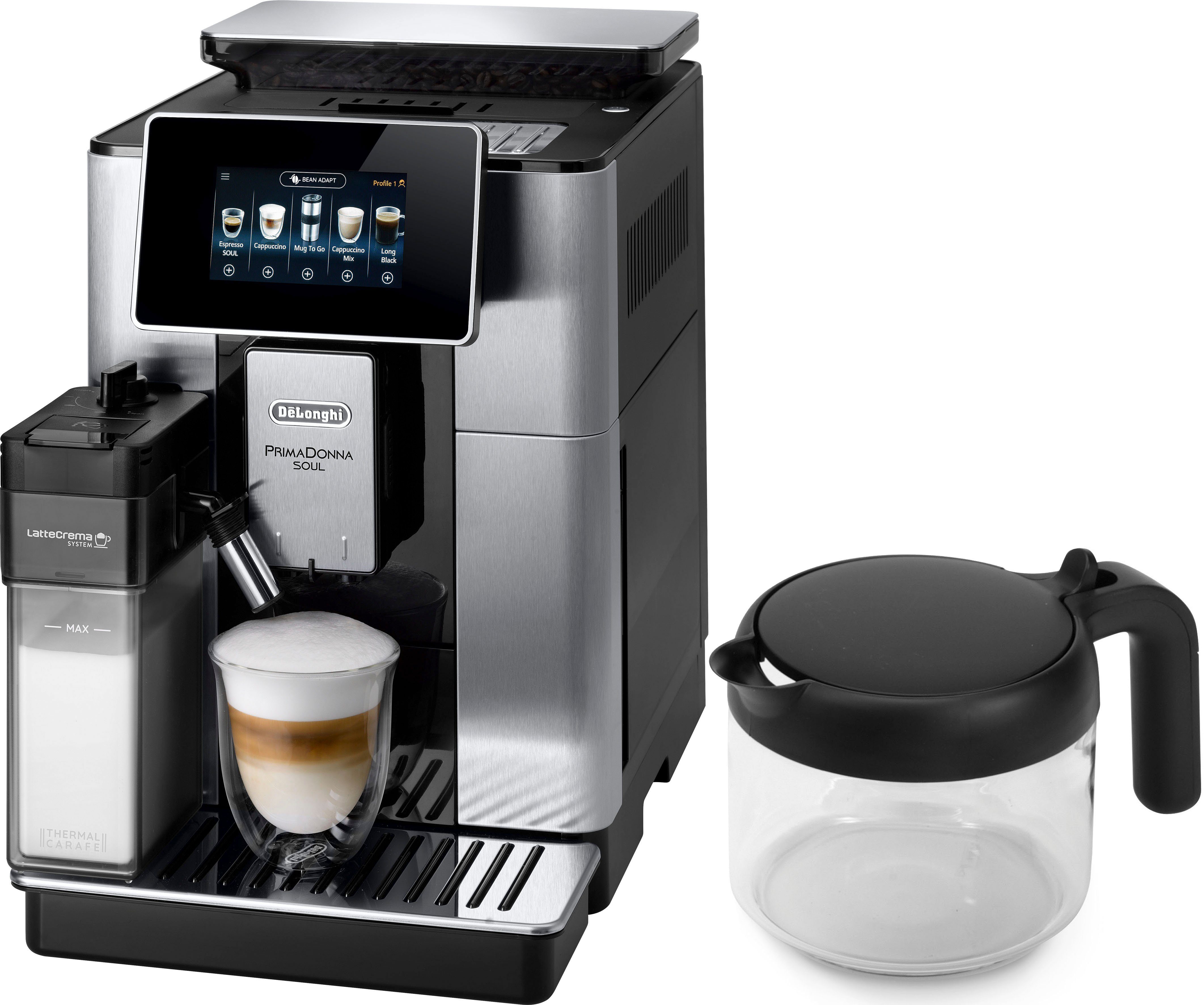 Kaffeevollautomat PrimaDonna Soul ECAM610.75.MB - Mit Kaffeekannen-Funktion