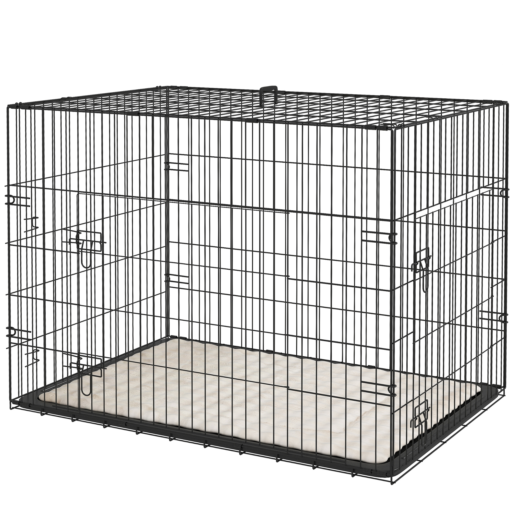 PawHut Hundebox, faltbare Transportbox für Hunde, herausnehmbarer Schale, Kissen, 91 x 62 x 68 cm, Schwarz