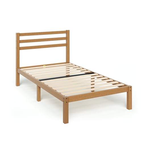 Zinus Leah Letto 80 x 190 cm   36 cm di Altezza   Struttura letto in bambù e legno con testiera   Marrone : Casa e cucina