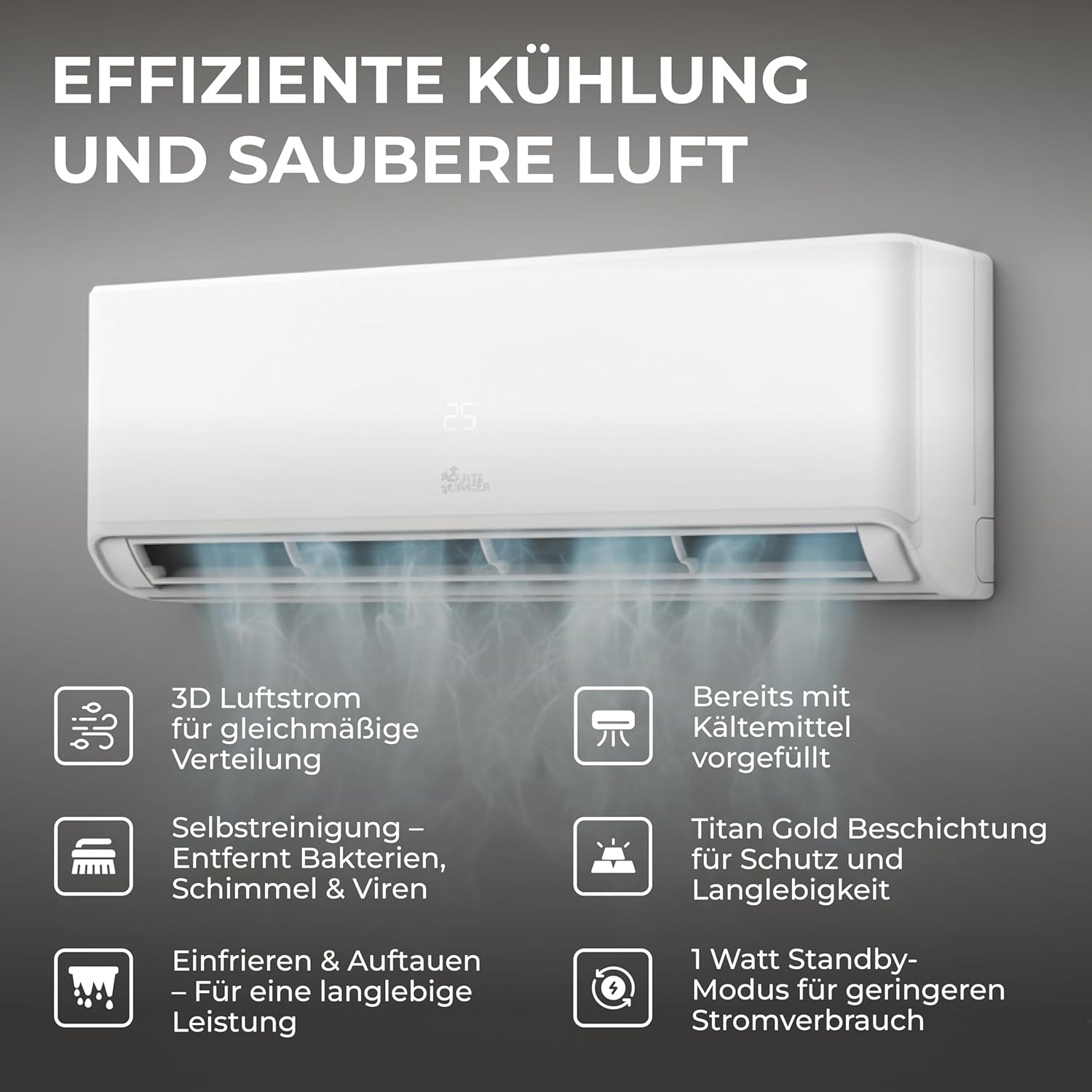 Kältebringer A+++ R290 Split Klimaanlage 12000 BTU (3,7 kW) - mit Heizfunktion, WiFi & App, bis 60m², sehr leise, 5m Kupferleitung, Kältemittel R290, Montagematerial, Wandhalterung