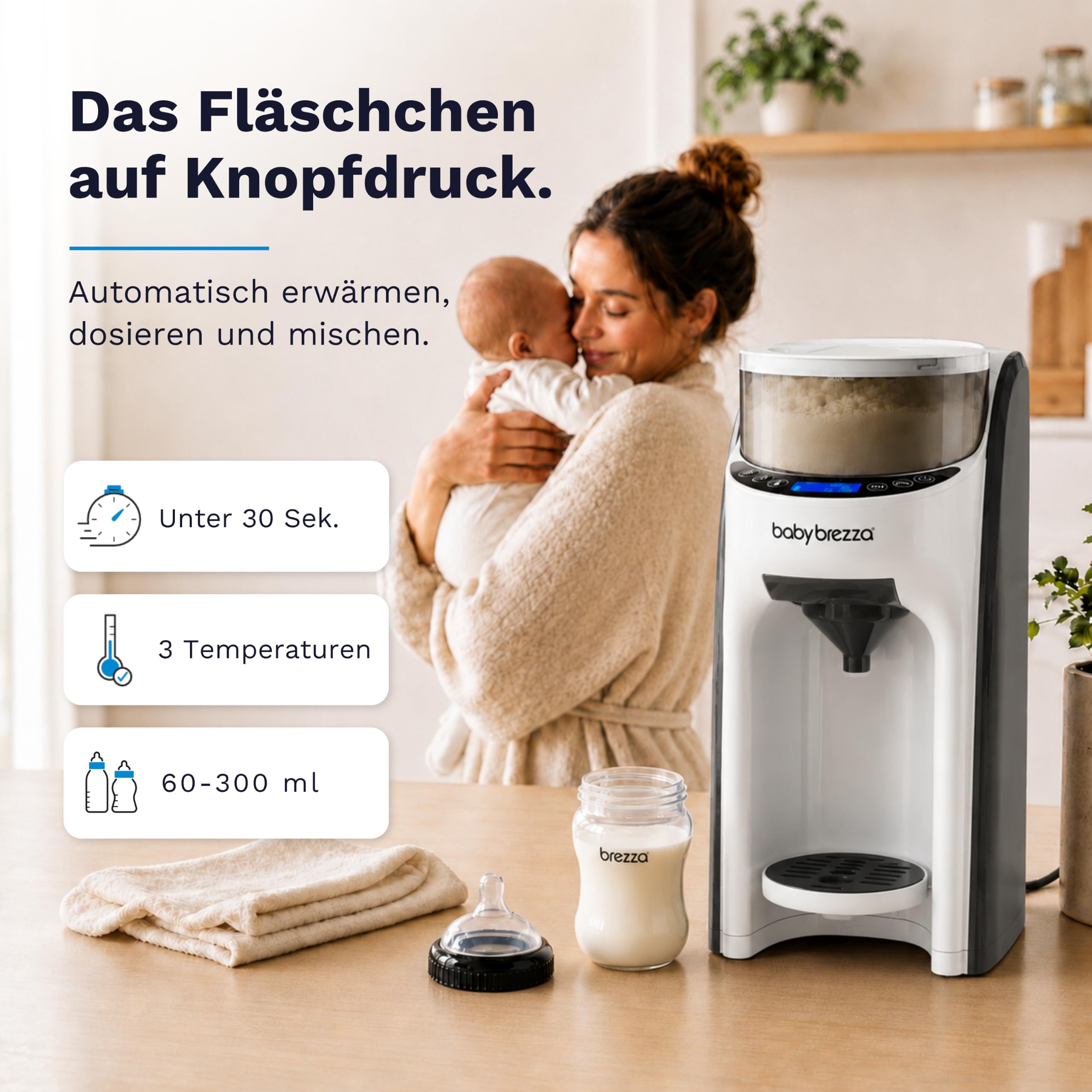 Baby Brezza Formula Pro Advanced automatischer Flaschenzubereiter mit Pulverdosierung und Warmwasserfunktion
