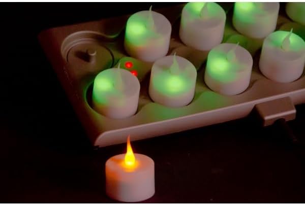 Led Teelichter wiederaufladbar mit Fernbedienung und Ladestation, elektrische Led-Kerzen, Flackernde Kerze ohne Flamme wasserdicht auch für Outdoor, Teelicht aufladbar 12 Stück