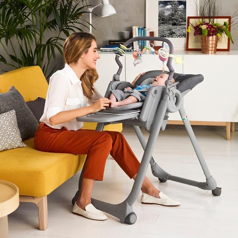 Chicco Polly Magic Relax Seggiolone Pappa per 0 Mesi   3 Anni (15 kg), Regolabile con 4 Ruote, Reclinabile a Sdraietta, Chiusura Compatta, Barra Gioco e Cuscino Riduttore   Cocoa, Marrone : Prima infanzia
