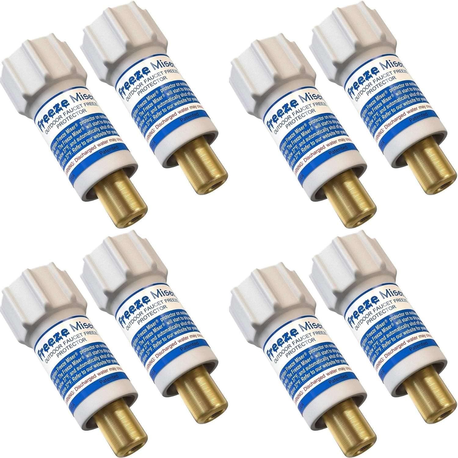 Freeze Miser Outdoor Faucet & Spigot Freeze Protection – Patented Valve Shield  Activates at Water Temperature Below 37°F/3°C – Durable Winter Cover Alternative – Quick Install  Saves Water – 8 Pack