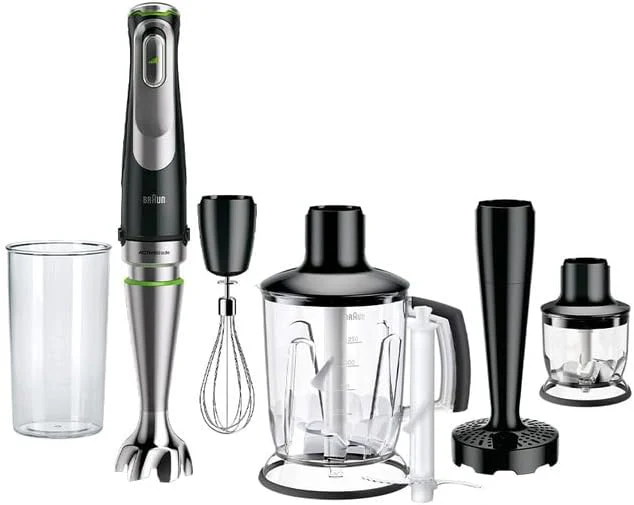 Braun MultiQuick 9 MQ 9187XLI staafmixer �C Staafmixer met Active PowerDrive technologie en 5 accessoires voor hakken, pureren, kloppen en crushen van ijs, 1200 watt, zwart/roestvrij staal