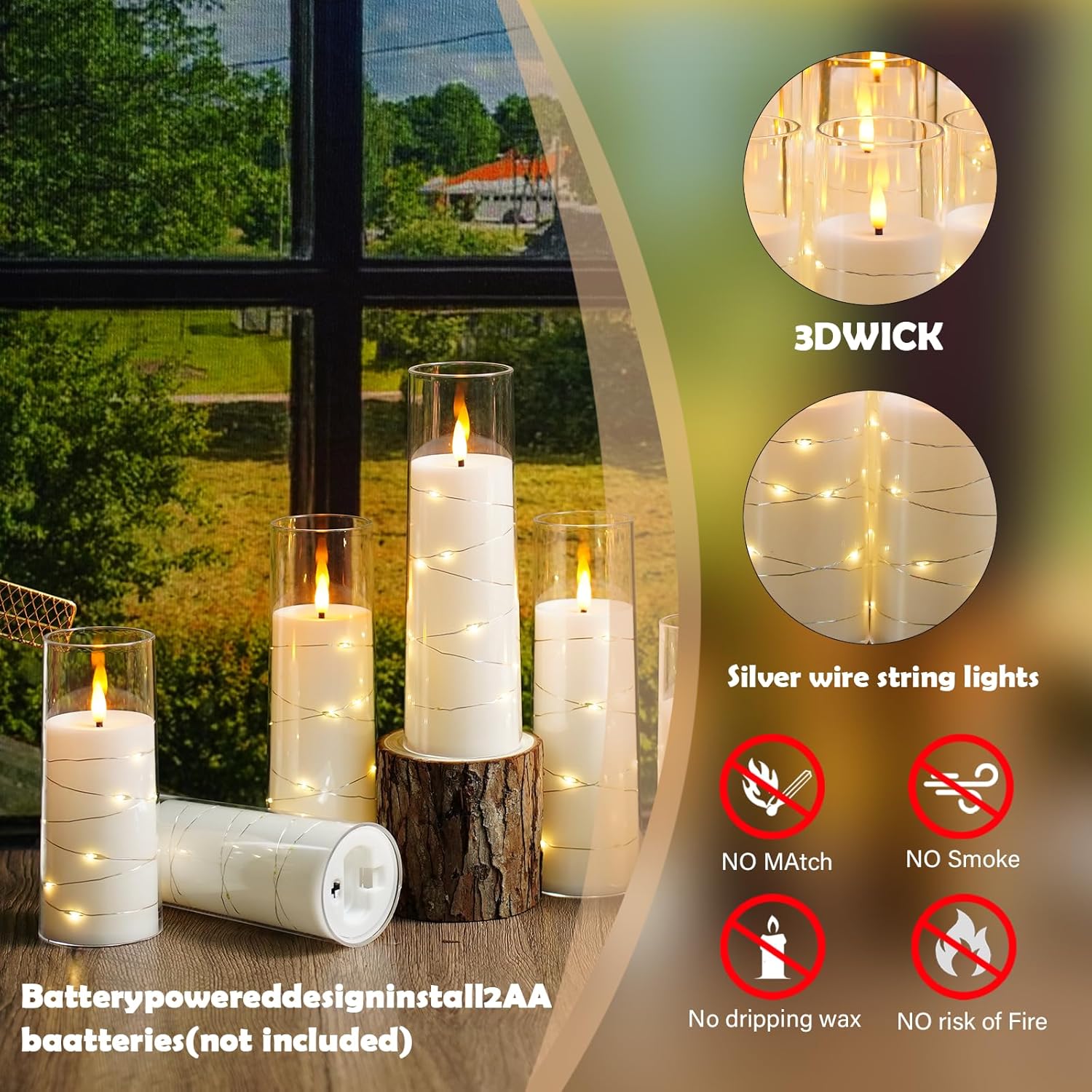Flammenlose Kerzen, mit eingebetteter Sternschnur, batteriebetriebene Kerzen, flackernde LED-Stumpenkerzen mit Fernbedienung und Timer, Heimdekoration für eine warme und romantische Atmosphäre, 24