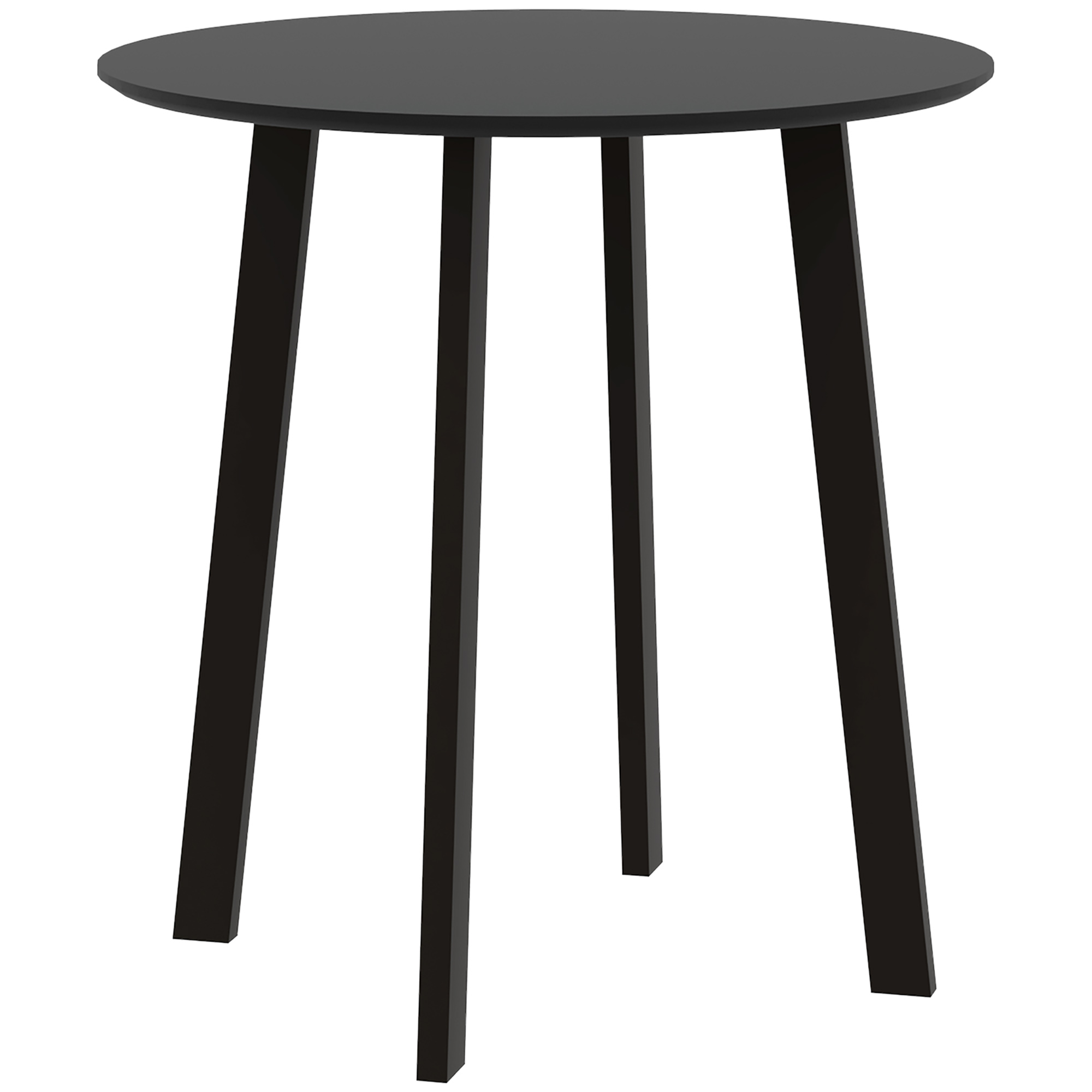 HOMCOM Esstisch für 2 Personen, weiße Tischplatte, Metallbeine mit Fußkappen, Ø72 x 75H cm, Schwarz