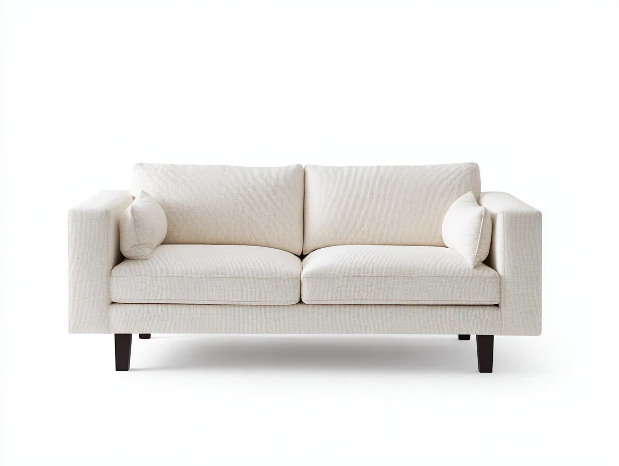 2-Sitzer Sofa aus Strukturstoff 165 x 88 x 84 cm - cremeweiß - für das Wohnzimmer - modern mit kantigen Armlehnen