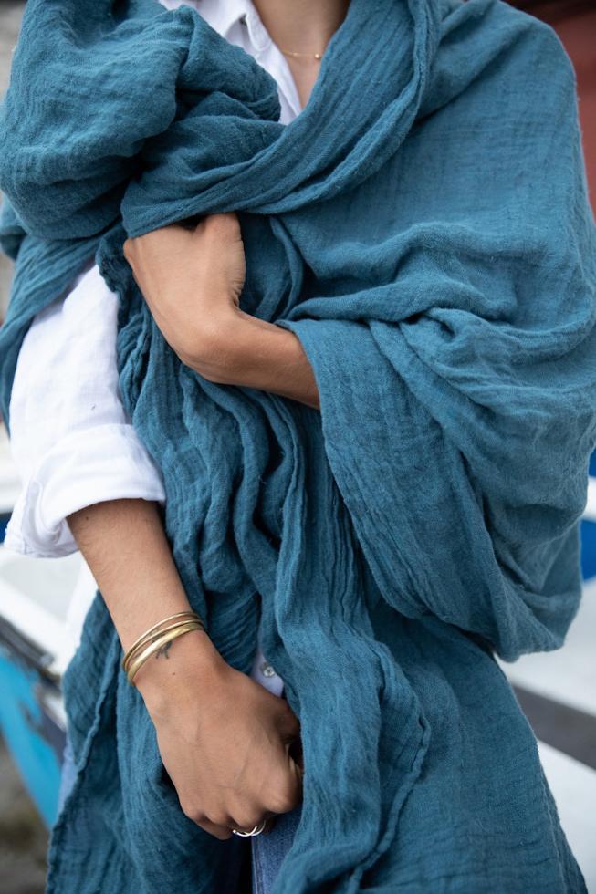 Pure Linen Stole | Bleu Austral