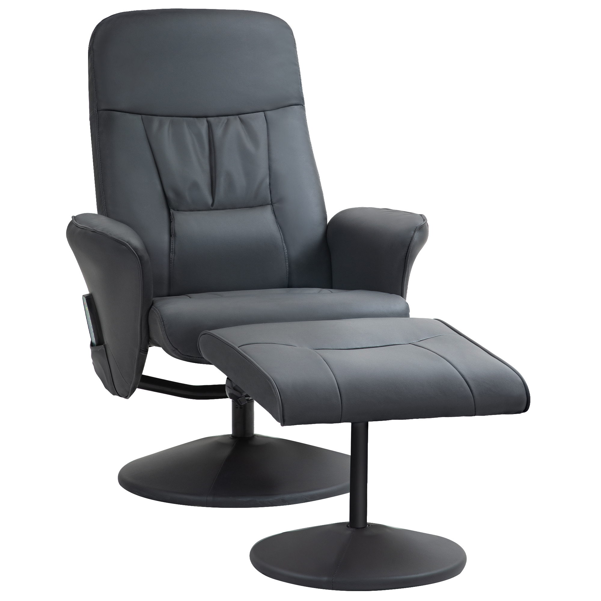 HOMCOM Massagesessel mit Fußhocker, Ergonomischer Stuhl mit 10 Vibrationspunkten, Kunstleder, 76 x 81 x 105 cm, Dunkelgrau