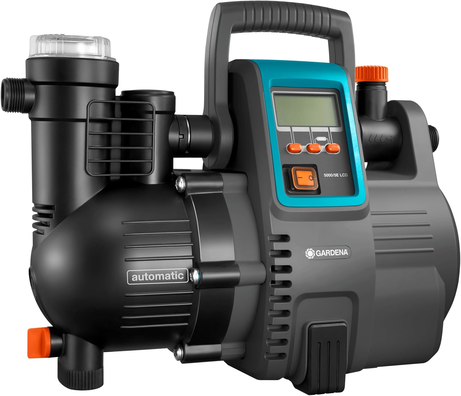 Gardena Comfort Hauswasserautomat 5000/5E LCD: Hauswasserpumpe mit LC-Display, energiesparend, Fördermenge 5000 l/h, 1300W Motor mit Thermoschutzschalter, Trockenlaufsicherung (1759-20)