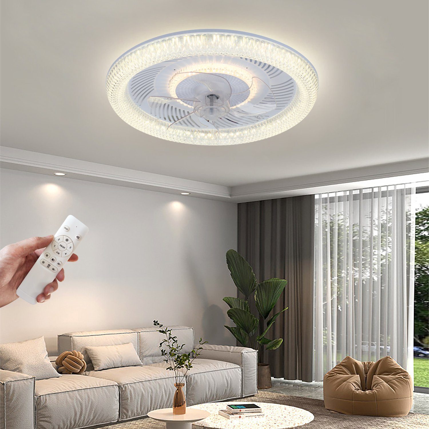 Deckenventilator Mit Beleuchtung Leise 54W Dimmbar Deckenleuchte Mit Fernbedienung