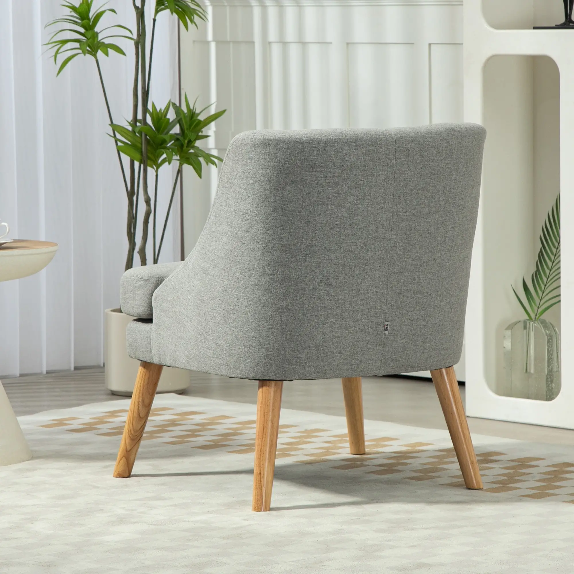 HOMCOM Polsterstuhl skandinavisches Design Loungesessel hellgrau