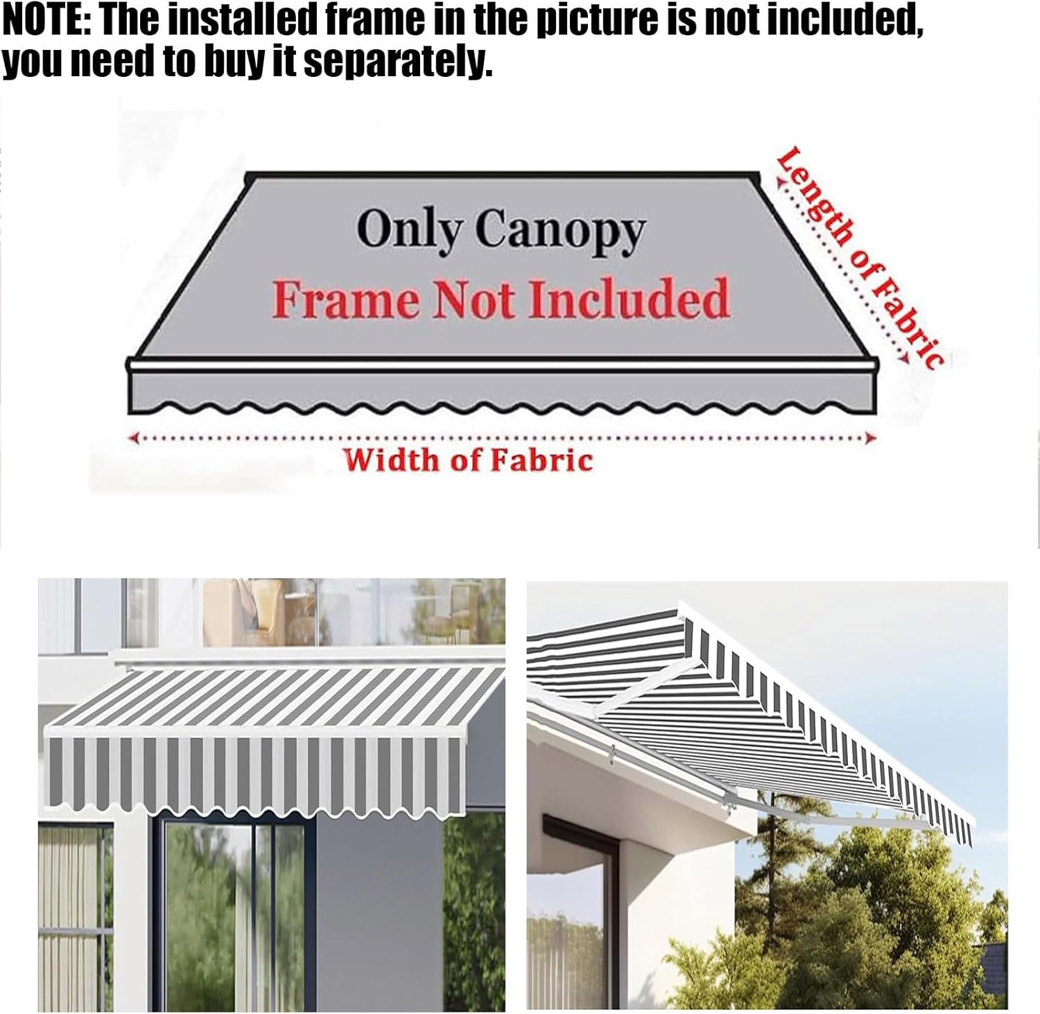 Ausziehbarer Ersatz-Terrassenüberdachung, UV-Schutz, 3 m, 3,6 m, 4,5 m, Polyester, Schirm d Design (6 x 1,5 m)