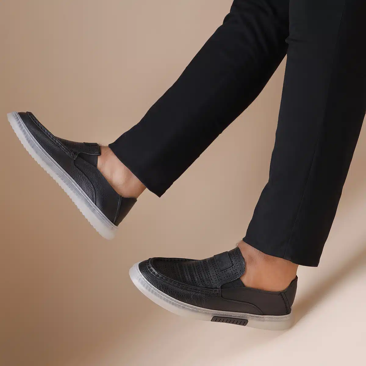 Paul Mens Black Leather Loafers