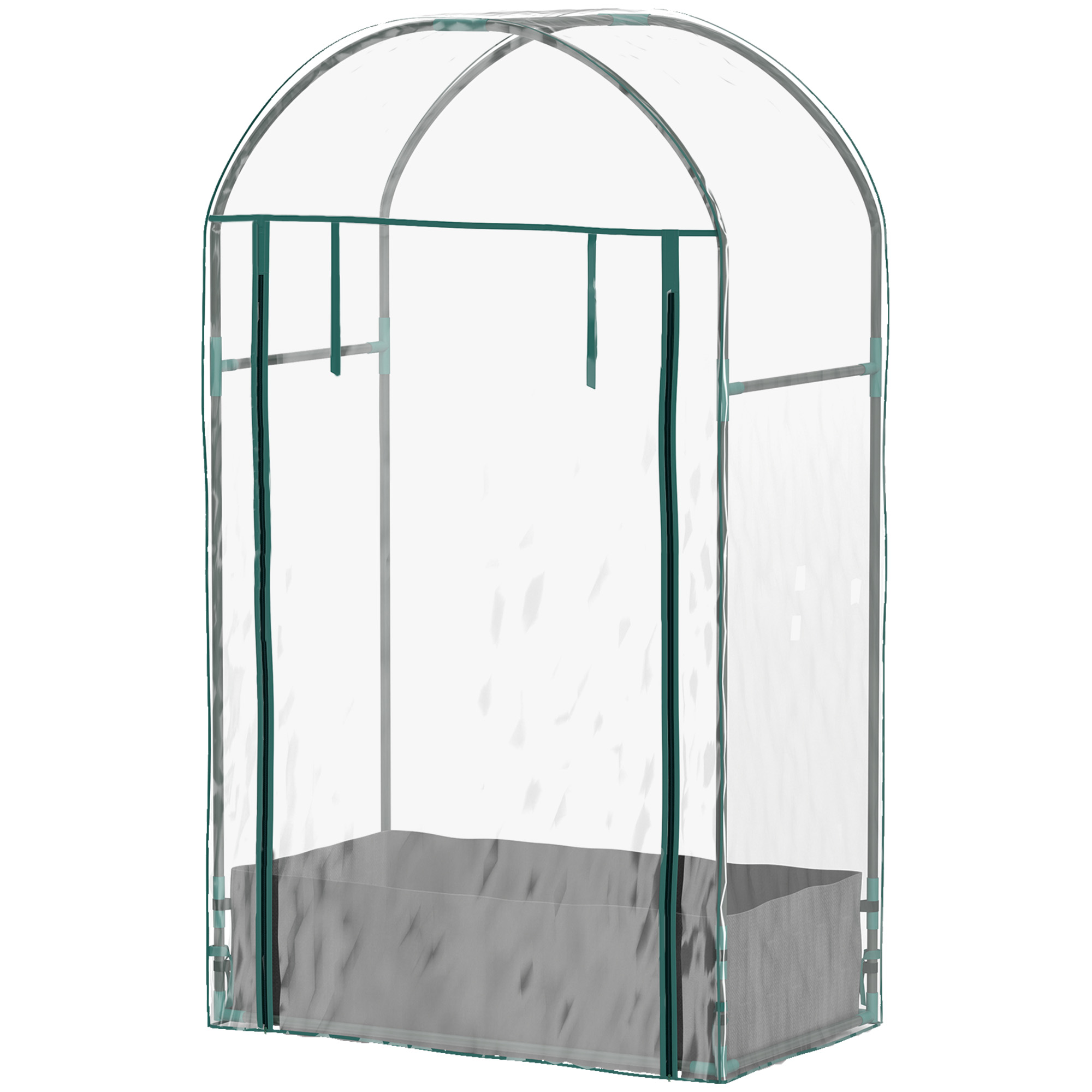 Outsunny Mini-Garten-Gewächshaus Balkon mit Pflanzsack und verstärkter Kunststoffabdeckung, aufrollbarer Tür, transparent