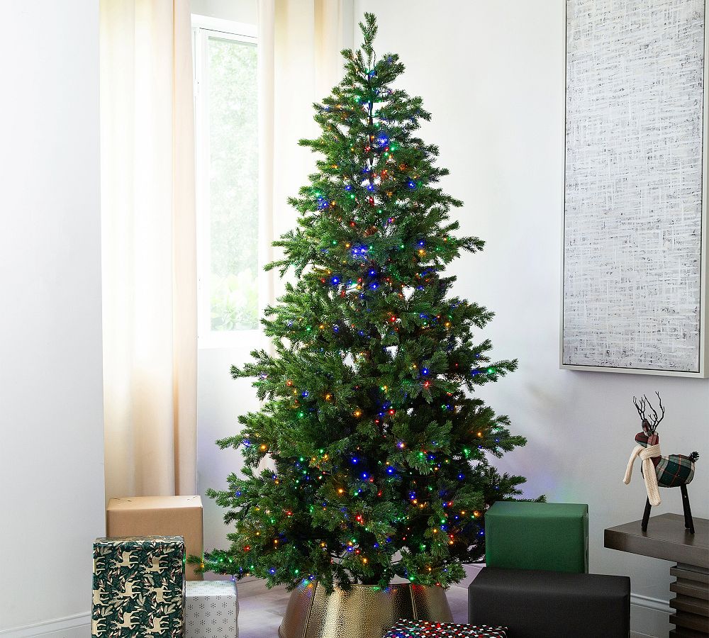 Multi Color Pre Lit Spruce Fir Tree with 1000 LED Bulbs, 90&prime;&prime; Tall, 52&prime;&prime; Diameter, by [Brand Name]
