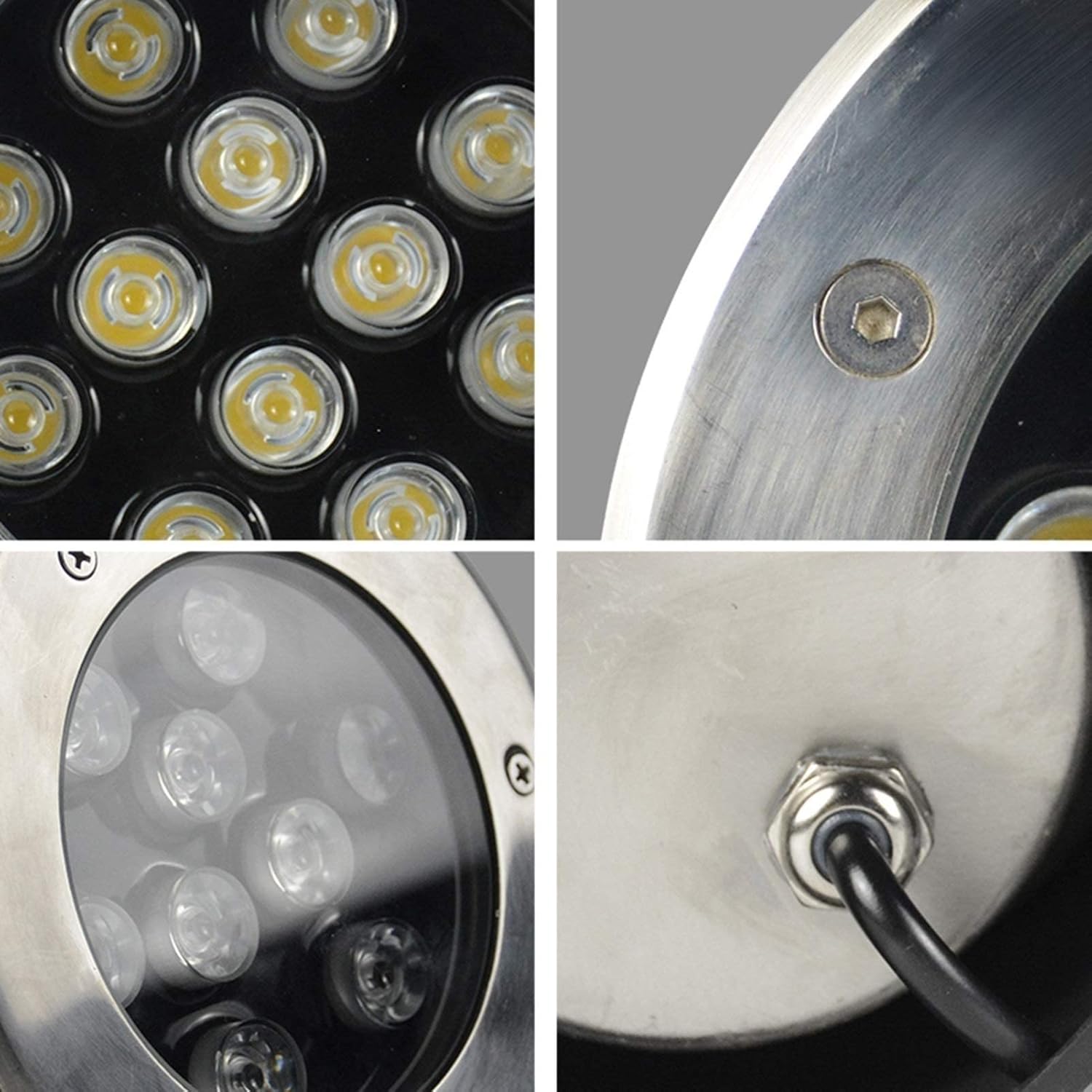 Tauchbarer Led-Poolstrahler – Unterwassereinbauleuchte, Einbaustrahler, Unter Wasser Eingebetteter Poolstrahler, Led 12 V, Wasserdicht, Ip68, Edelstahl, Pool-/Teichbeleuchtung (Gelbes Licht 24 W)