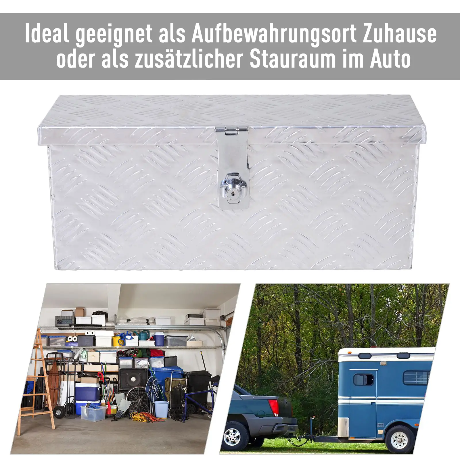HOMCOM Gereedschapskist afsluitbaar met handgrepen aluminium